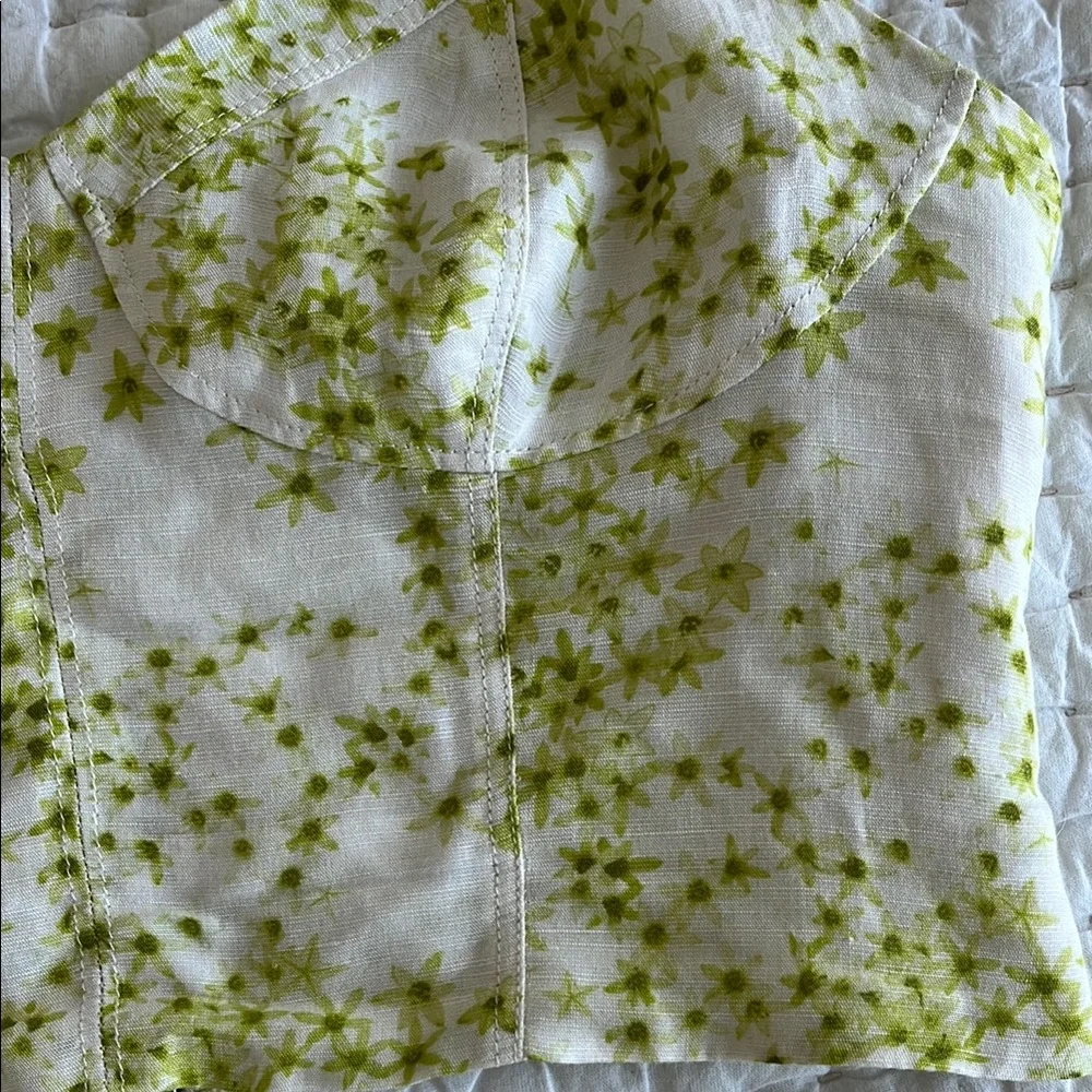 All Saints Green and White Fitted Crop Tank Top - Picture 2 of 4